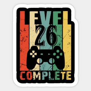 Vintage 26th Wedding Anniversary Level 26 Complete Funny Video Gamer Birthday Gift Ideas Sticker